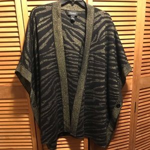 Ashro Black & Gold Metallic Knit Poncho